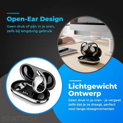 SFATECH Q39 – Open-Ear Sport Hoofdtelefoon – Open-Ear Sport Oortjes – Sport Oordopjes – Sport Hoofdtelefoon – Bluetooth Koptelefoon – Bluetooth 5.4 – AI Bass – ENC Noise Cancelling – IP54 – True Wireless – Zwart