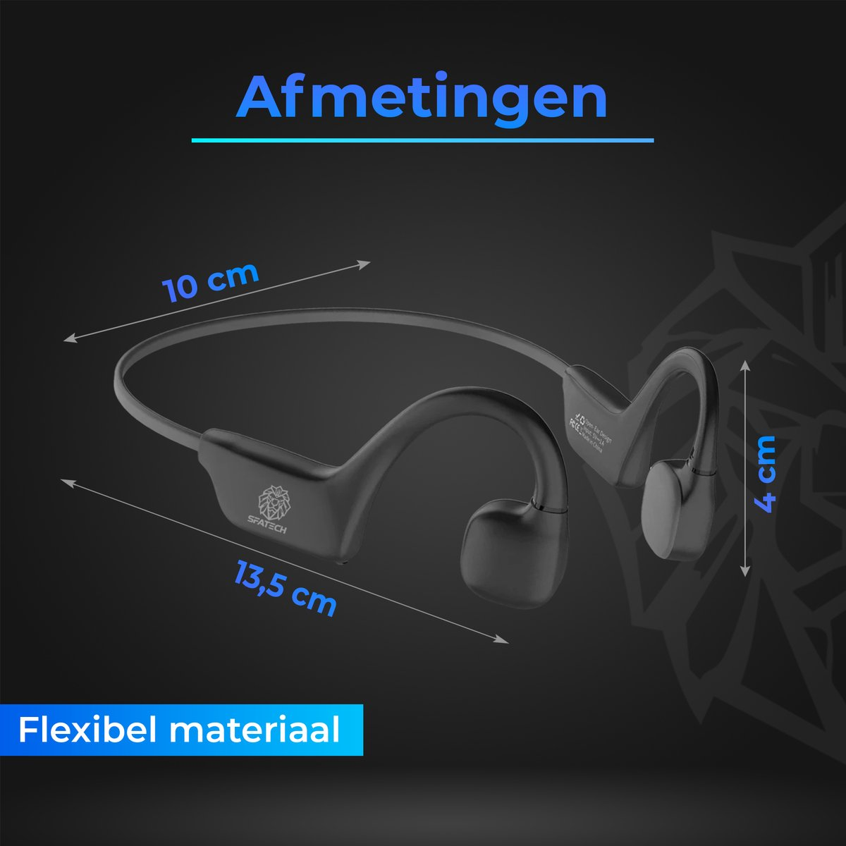SFATECH Bone Conduction Headphone – Open-Ear Sport Oortjes – Sport Hoofdtelefoon – Bluetooth Koptelefoon – Waterbestendig – Hardlopen & Fitness – Zwart