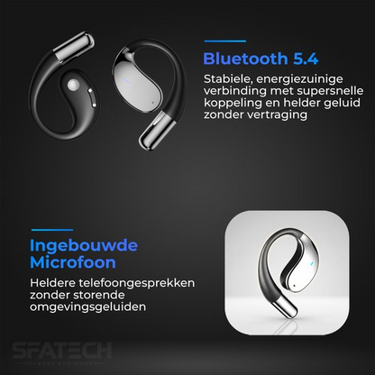 SFATECH Q39 – Open-Ear Sport Hoofdtelefoon – Open-Ear Sport Oortjes – Sport Oordopjes – Sport Hoofdtelefoon – Bluetooth Koptelefoon – Bluetooth 5.4 – AI Bass – ENC Noise Cancelling – IP54 – True Wireless – Zwart