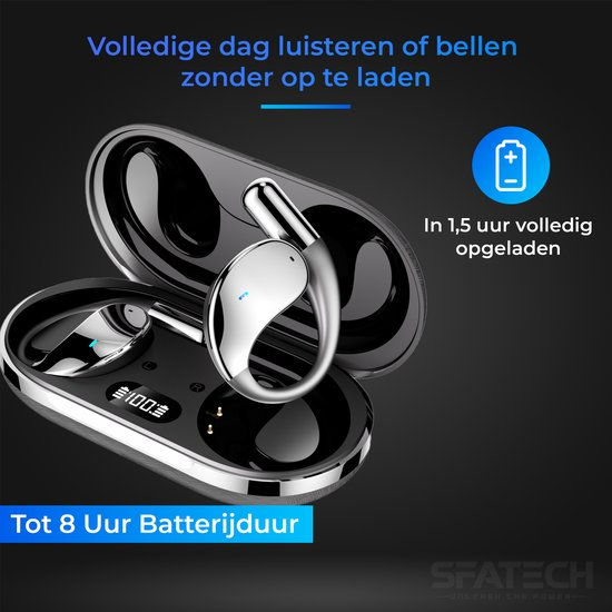 SFATECH Q39 – Open-Ear Sport Hoofdtelefoon – Open-Ear Sport Oortjes – Sport Oordopjes – Sport Hoofdtelefoon – Bluetooth Koptelefoon – Bluetooth 5.4 – AI Bass – ENC Noise Cancelling – IP54 – True Wireless – Zwart