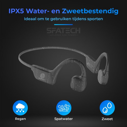 SFATECH Bone Conduction Headphone – Open-Ear Sport Oortjes – Sport Hoofdtelefoon – Bluetooth Koptelefoon – Waterbestendig – Hardlopen & Fitness – Zwart